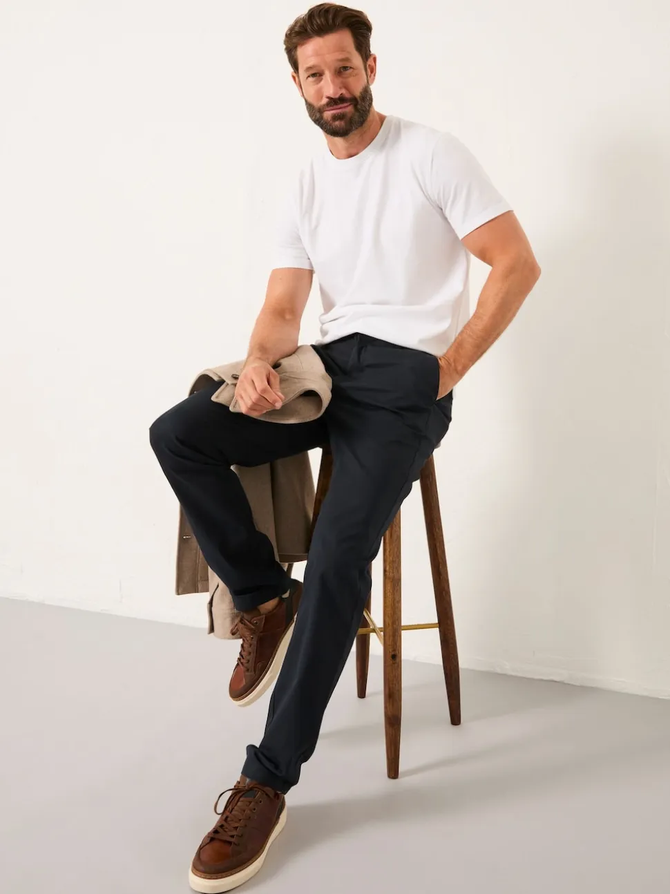 FatFace Bosbury Dark Navy Tailored Fit Smart Chino Trousers
