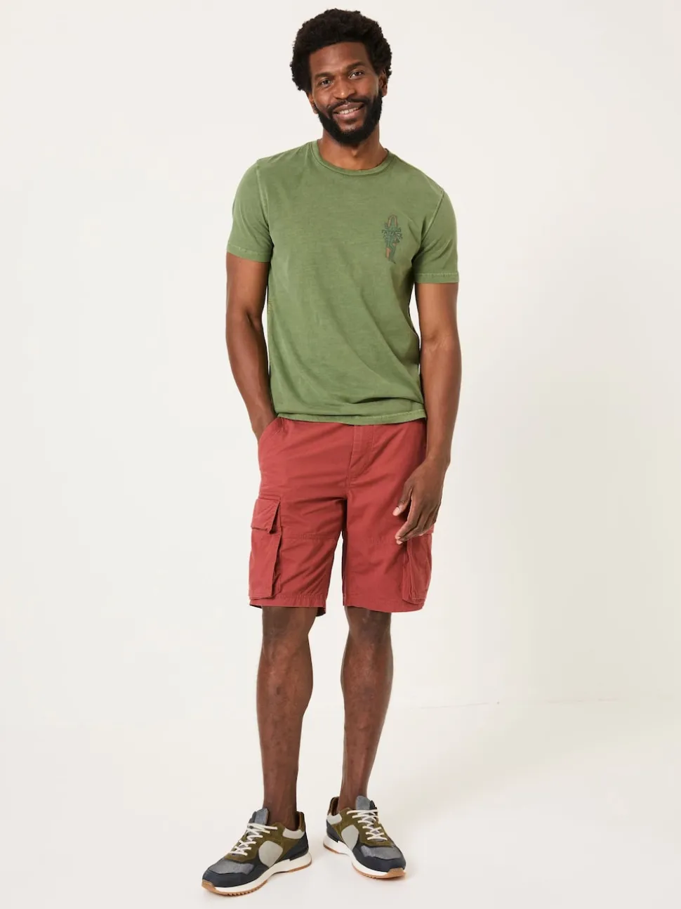 FatFace Bude Dark Red Cargo Shorts