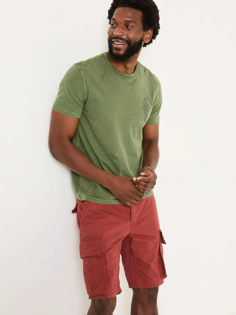 FatFace Bude Dark Red Cargo Shorts