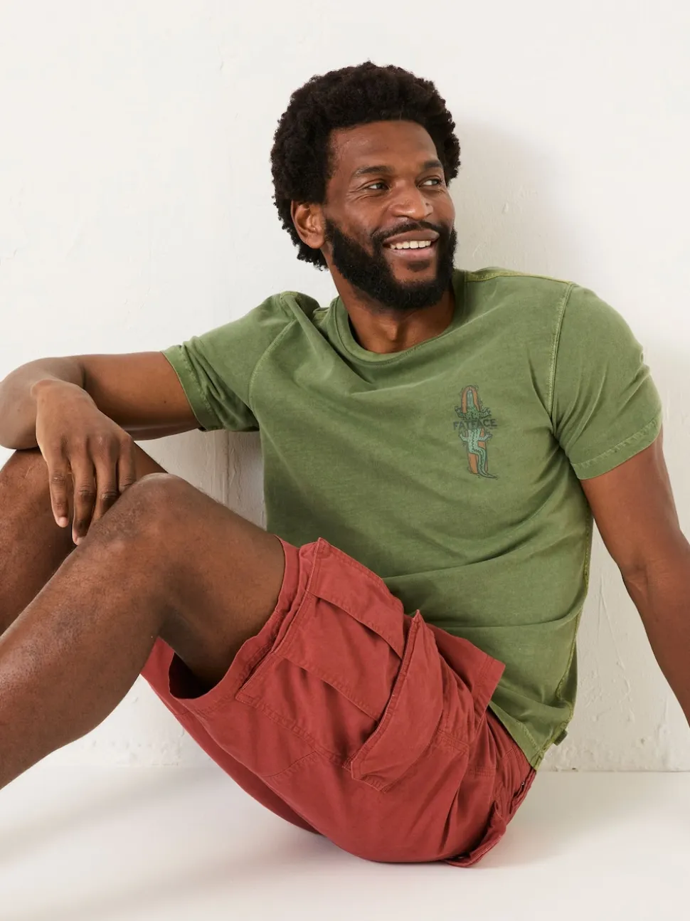 FatFace Bude Dark Red Cargo Shorts