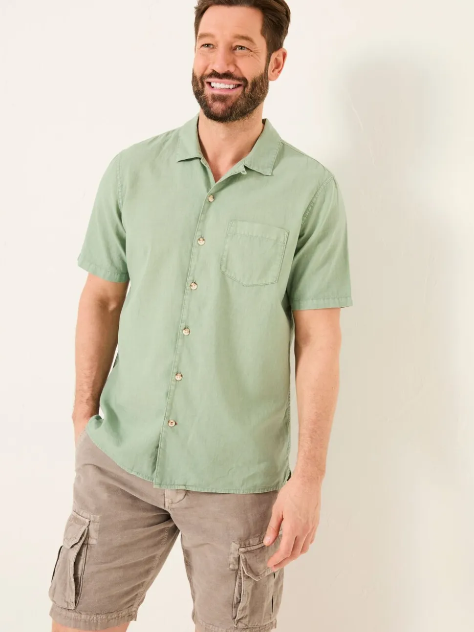 FatFace Bugle Green Linen Cotton Shirt