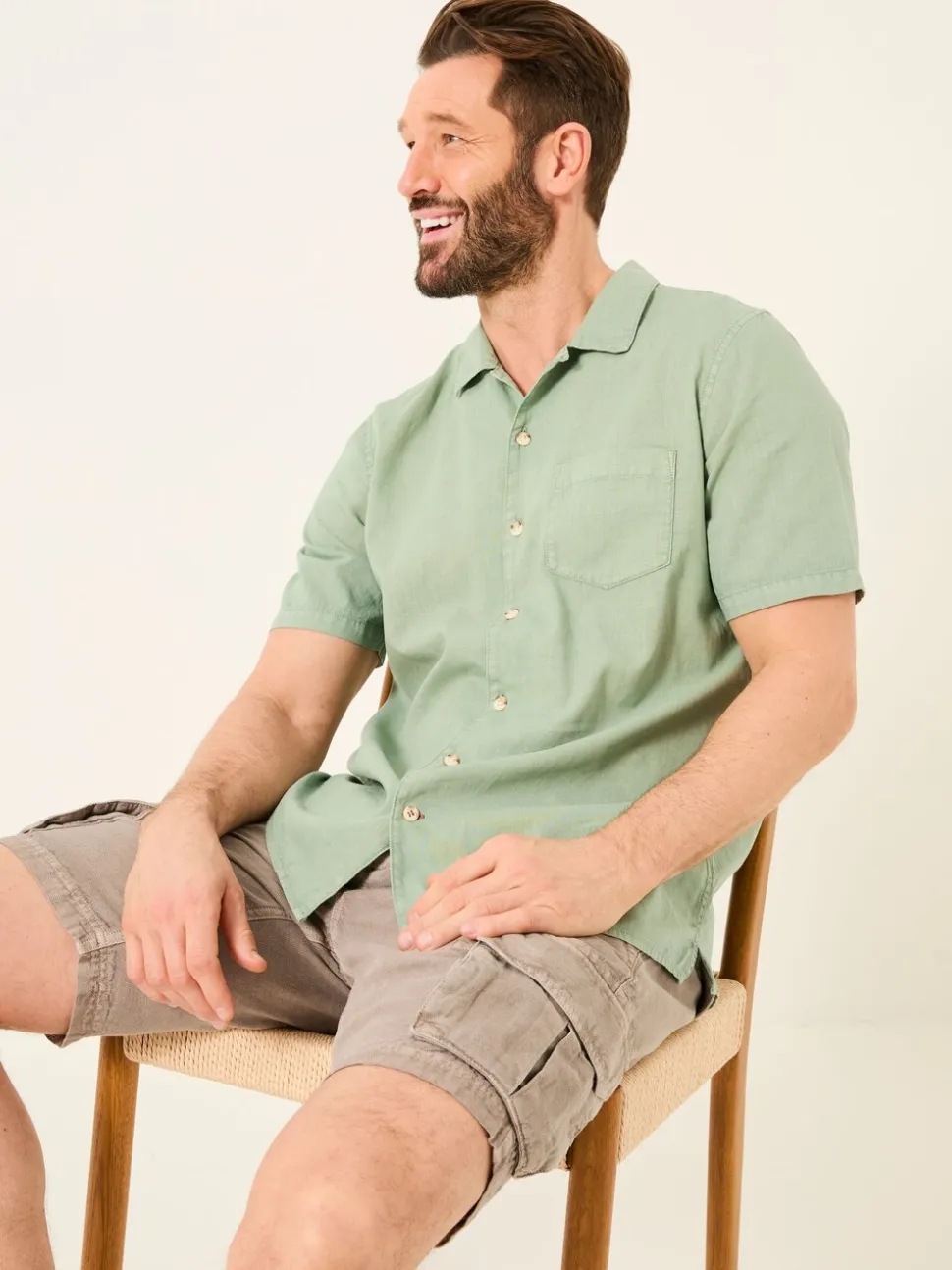 FatFace Bugle Green Linen Cotton Shirt