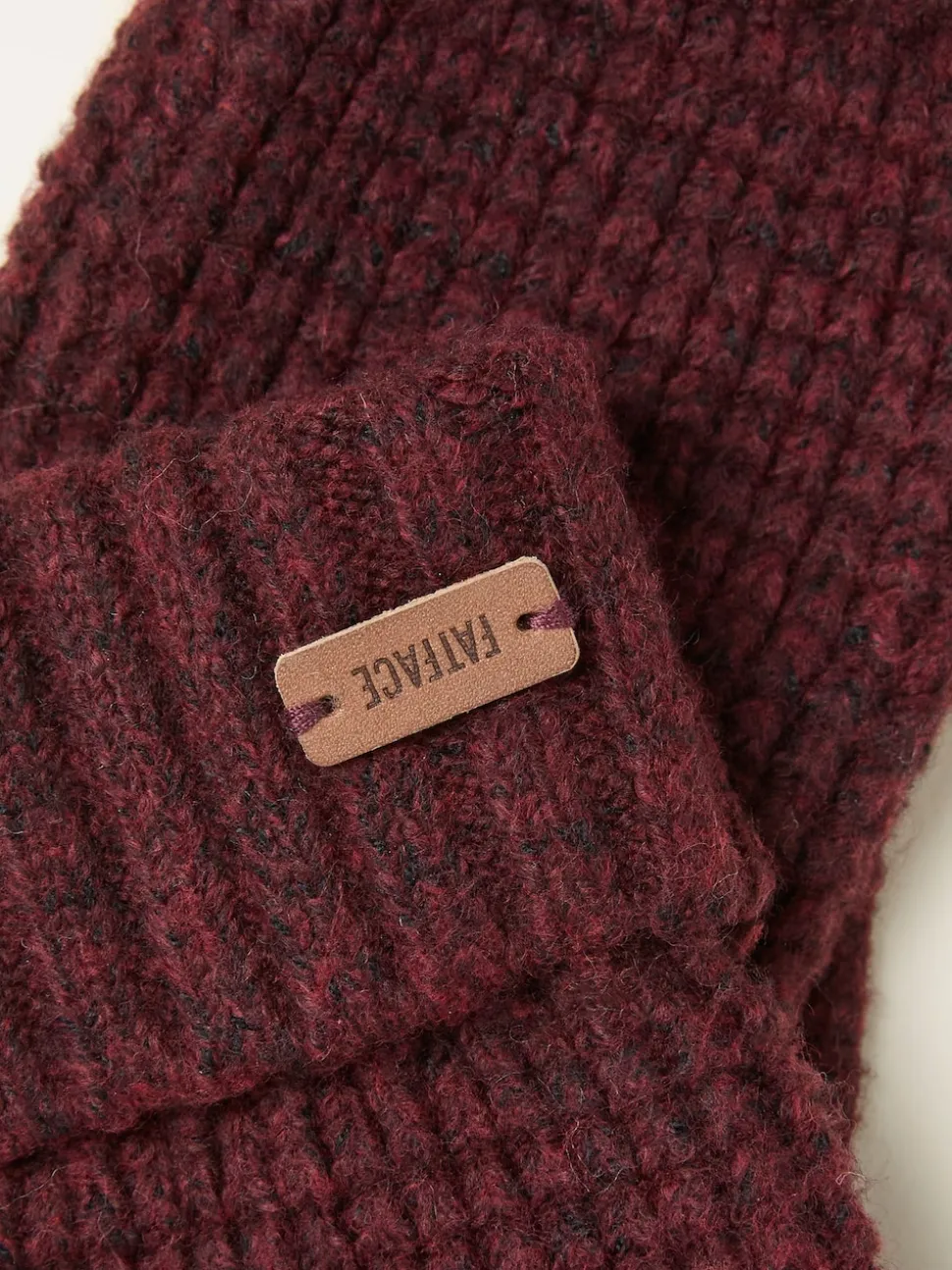 FatFace Burgundy Red Waffle Gloves