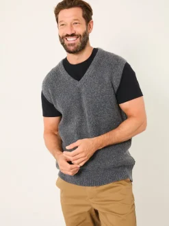FatFace Calder Charcoal Grey V-Neck Knitted Tank
