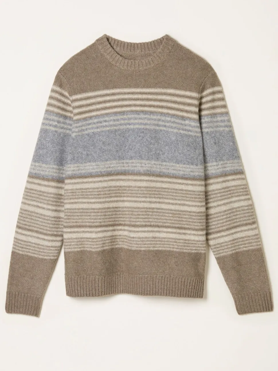 FatFace Calder Natural Stripe Crew Neck Knitted Jumper