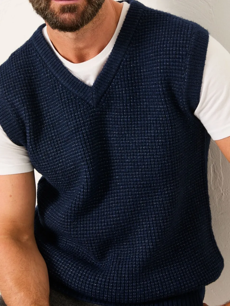 FatFace Calder Navy V-Neck Knitted Tank