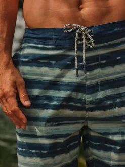 FatFace Camber Teal Blue Stripe Swim Shorts