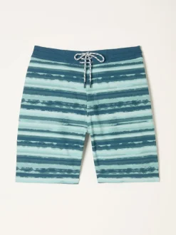 FatFace Camber Teal Blue Stripe Swim Shorts