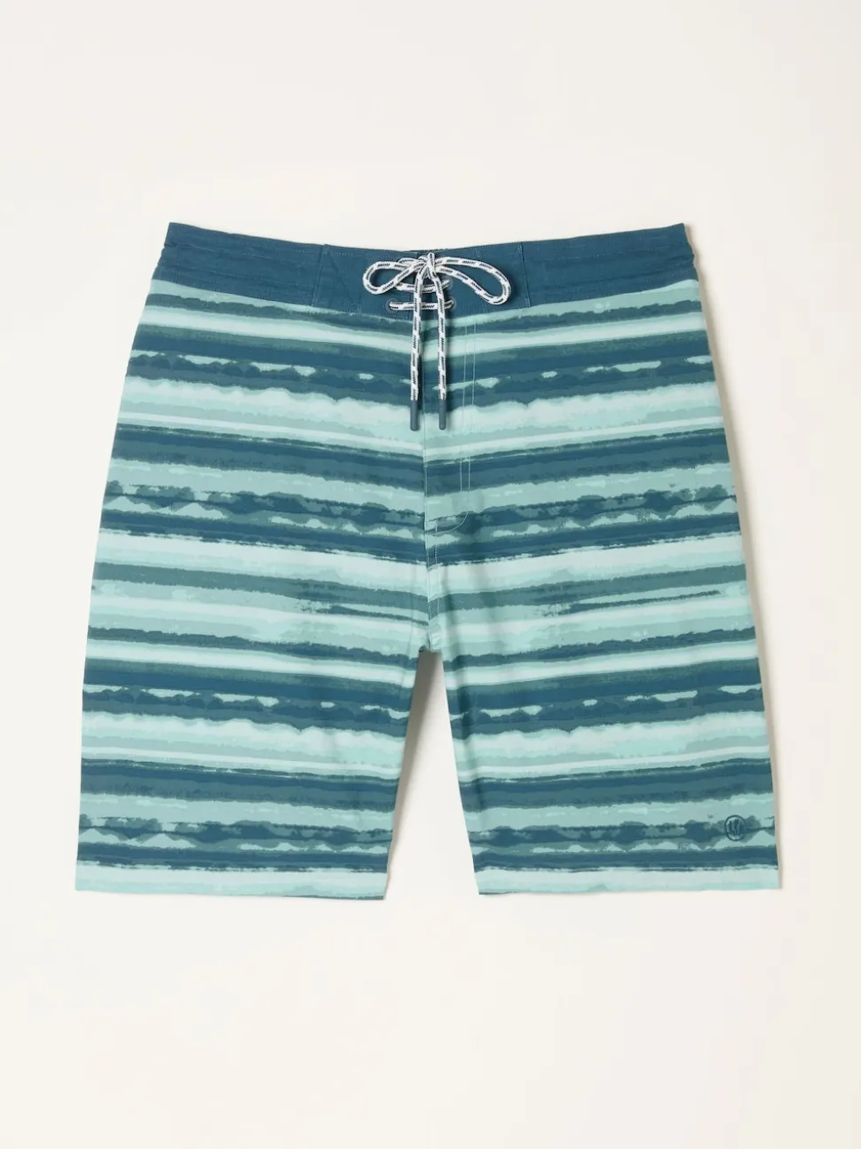 FatFace Camber Teal Blue Stripe Swim Shorts