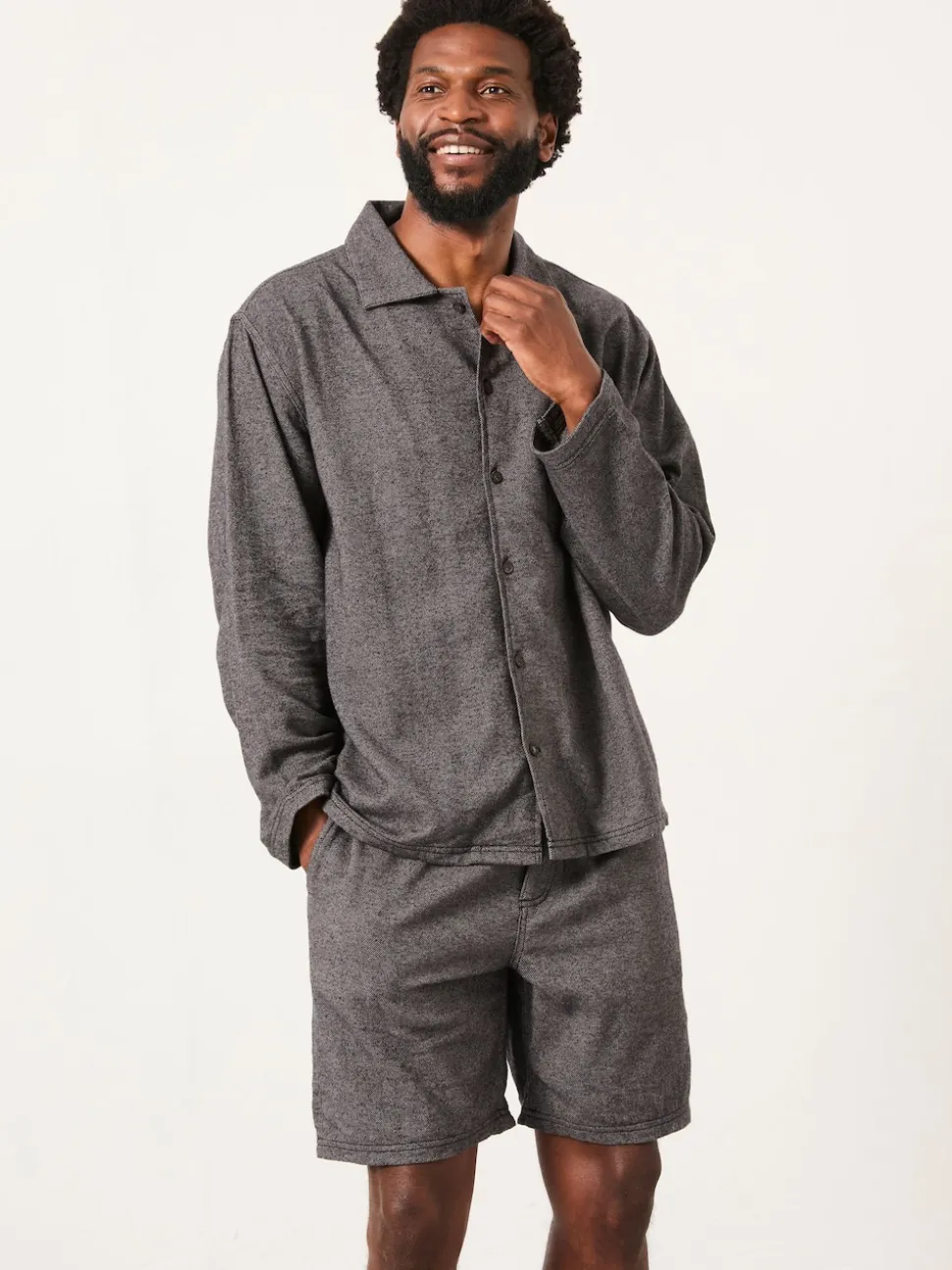 FatFace Charcoal Grey Brushed Twill Pyjama Shorts