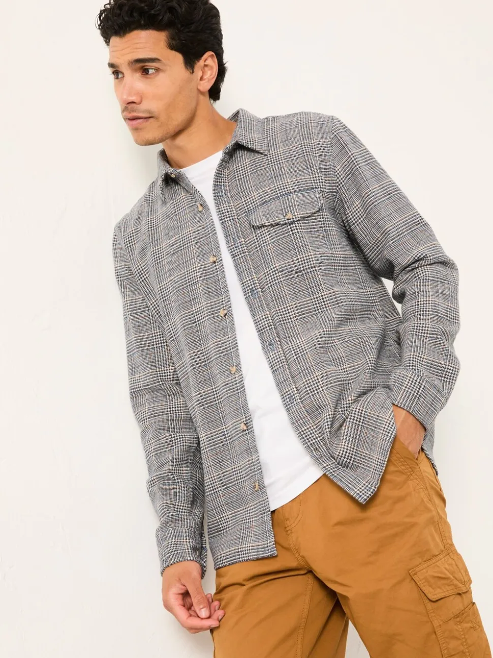 FatFace Charlton Navy Long Sleeve Check Shirt