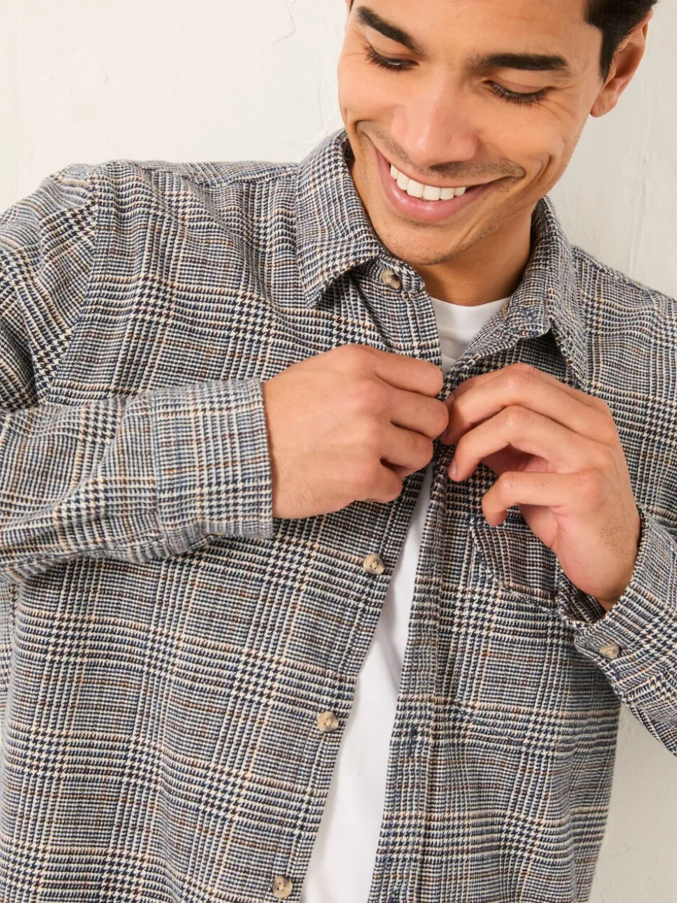 FatFace Charlton Navy Long Sleeve Check Shirt