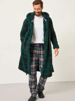 FatFace Dark Green Snuggle Check Robe