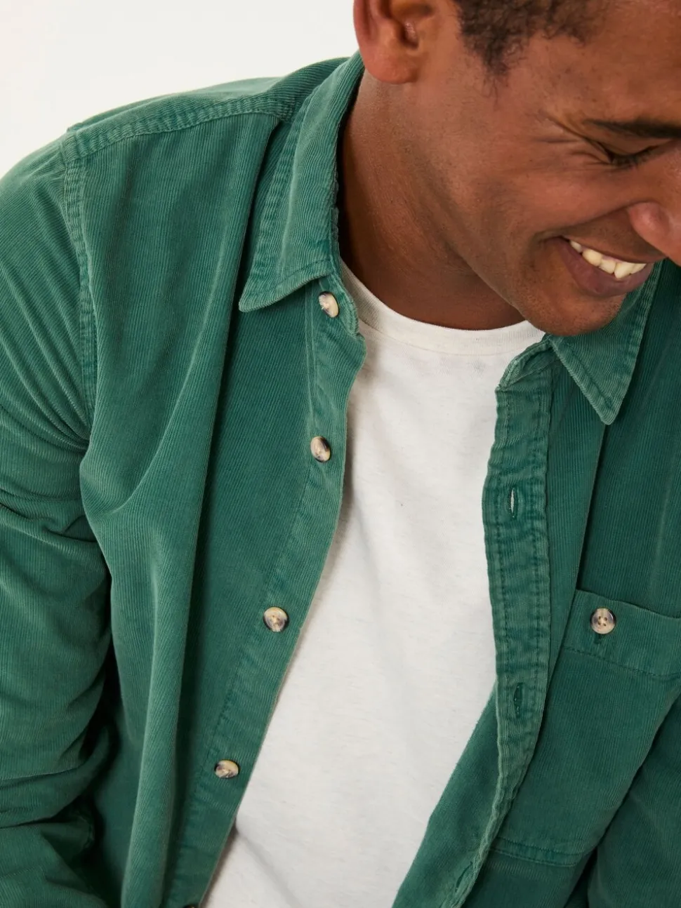 FatFace Emerald Green Long Sleeve Cord Shirt