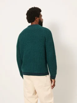 FatFace Emerald Green Tipped Crew Neck Knitted Jumper