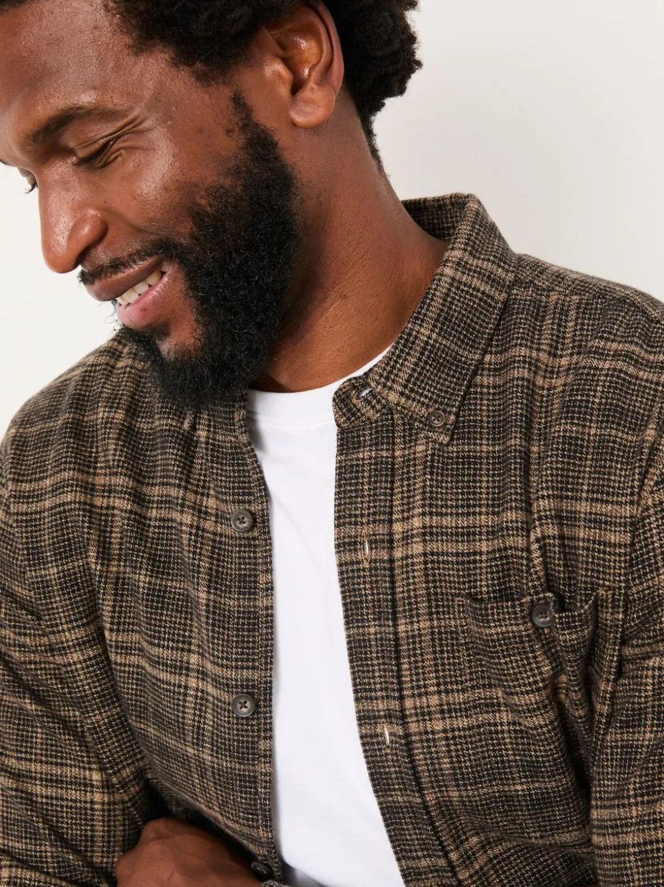 FatFace Felton Brown Long Sleeve Check Shirt