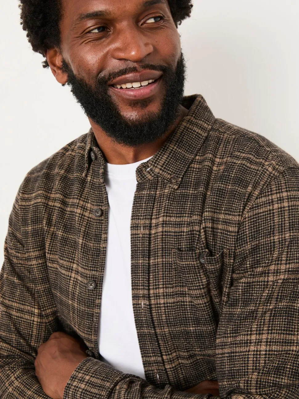 FatFace Felton Brown Long Sleeve Check Shirt