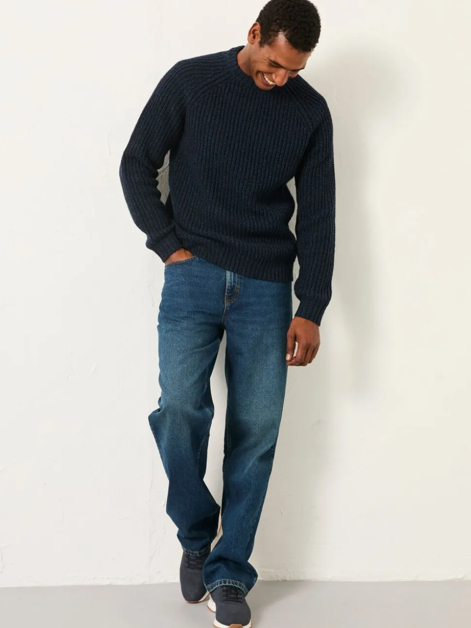 FatFace Fife Navy Knitted Crew Jumper