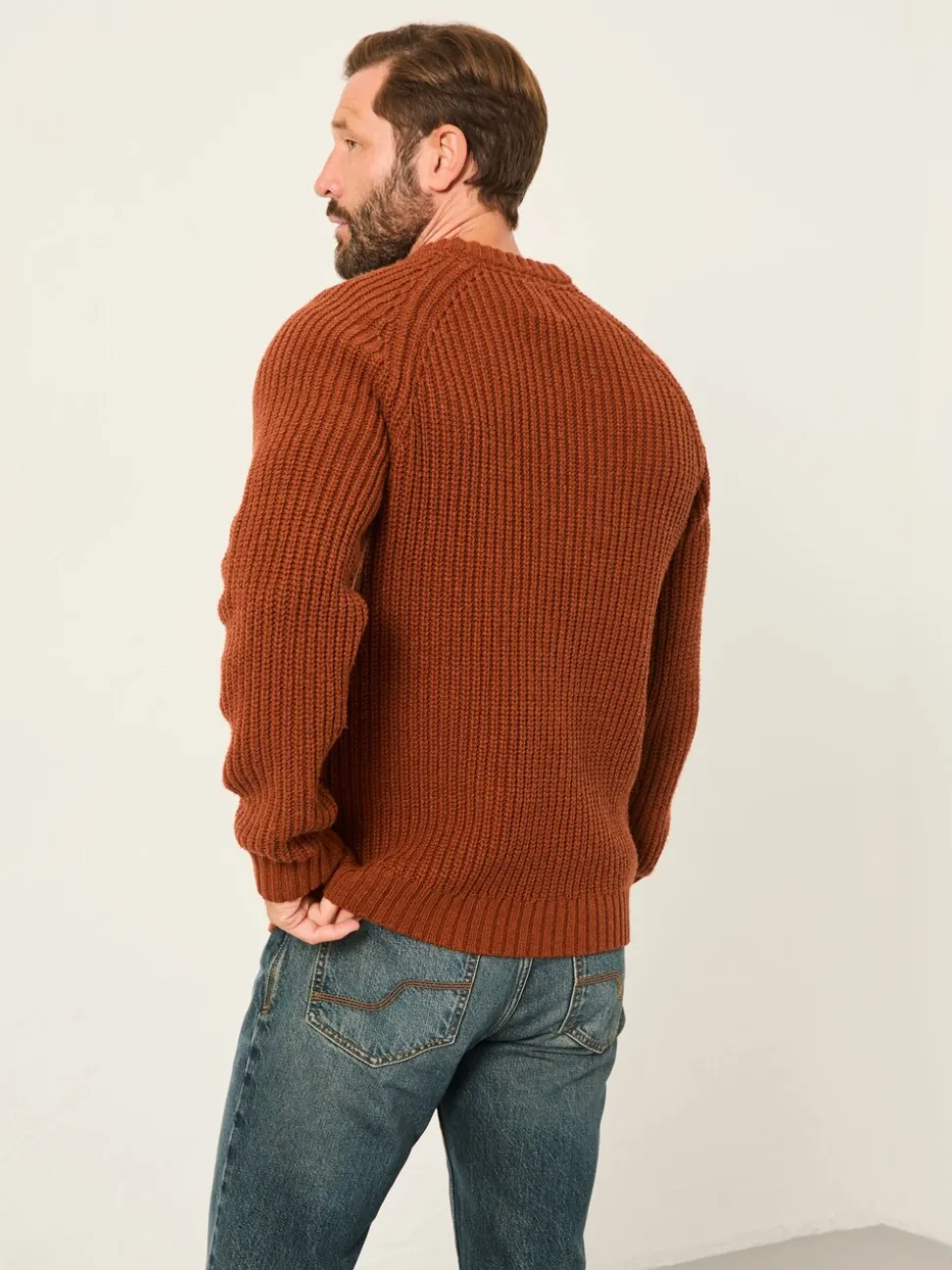 FatFace Fife Terracotta Knitted Crew Jumper