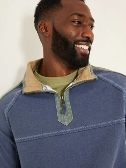FatFace French Navy 100% Cotton Airlie Panel Quarter Zip Sweat Top