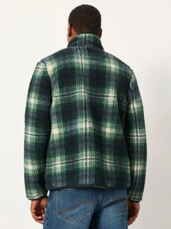 FatFace Green Check Zip Through Fleece