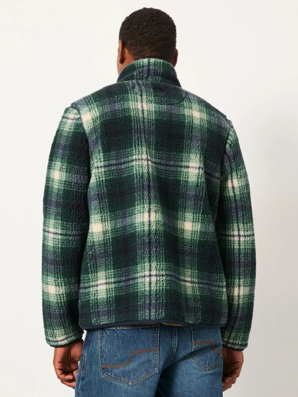 FatFace Green Check Zip Through Fleece