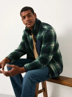 FatFace Green Check Zip Through Fleece