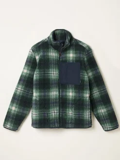 FatFace Green Check Zip Through Fleece