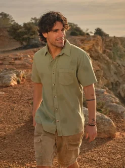 FatFace Green Short Sleeve Sun Embroidered Shirt