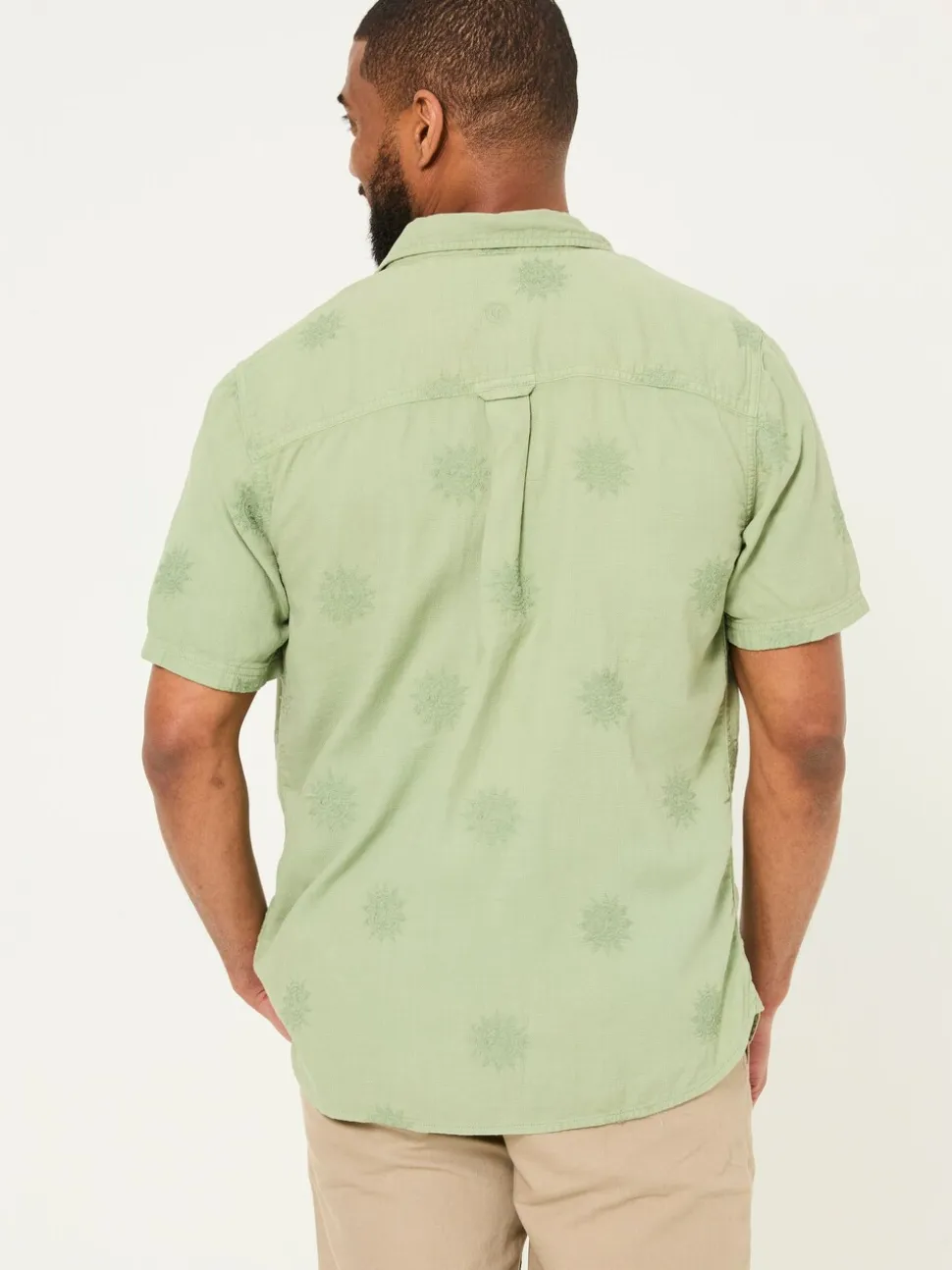 FatFace Green Short Sleeve Sun Embroidered Shirt