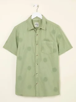 FatFace Green Short Sleeve Sun Embroidered Shirt