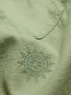 FatFace Green Short Sleeve Sun Embroidered Shirt