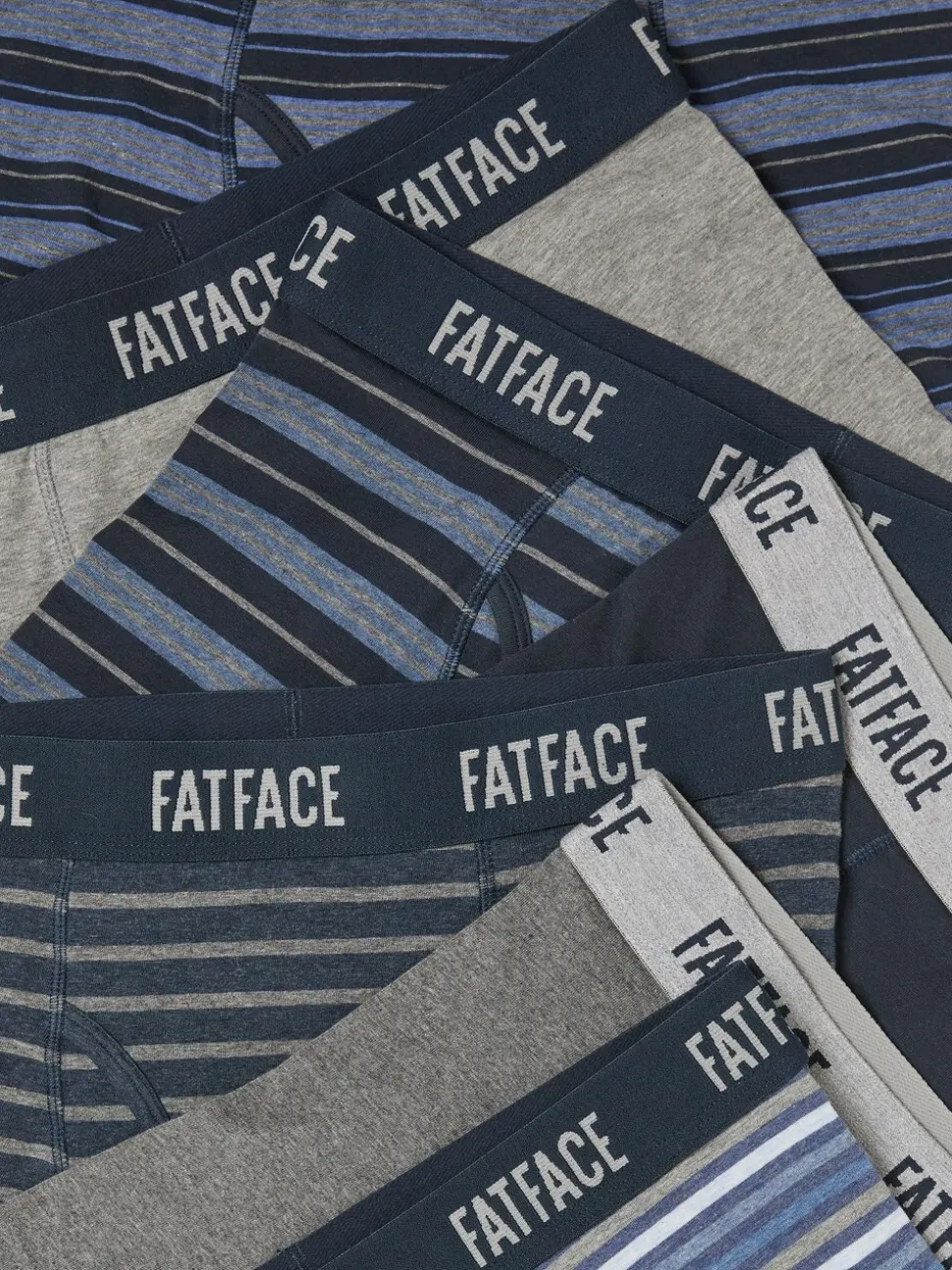 FatFace Grey & Blue Stripe Classic Boxers 7 Pack