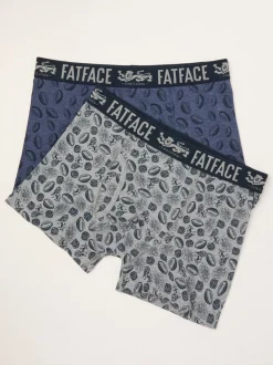 FatFace Grey & Navy Blue Lion's Tour Boxers 2 Pack