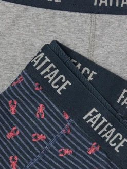 FatFace Grey & Navy Lobster Classic Boxers 2 Pack