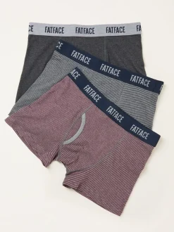 FatFace Grey 3 Pack of Fine Stripe Boxers