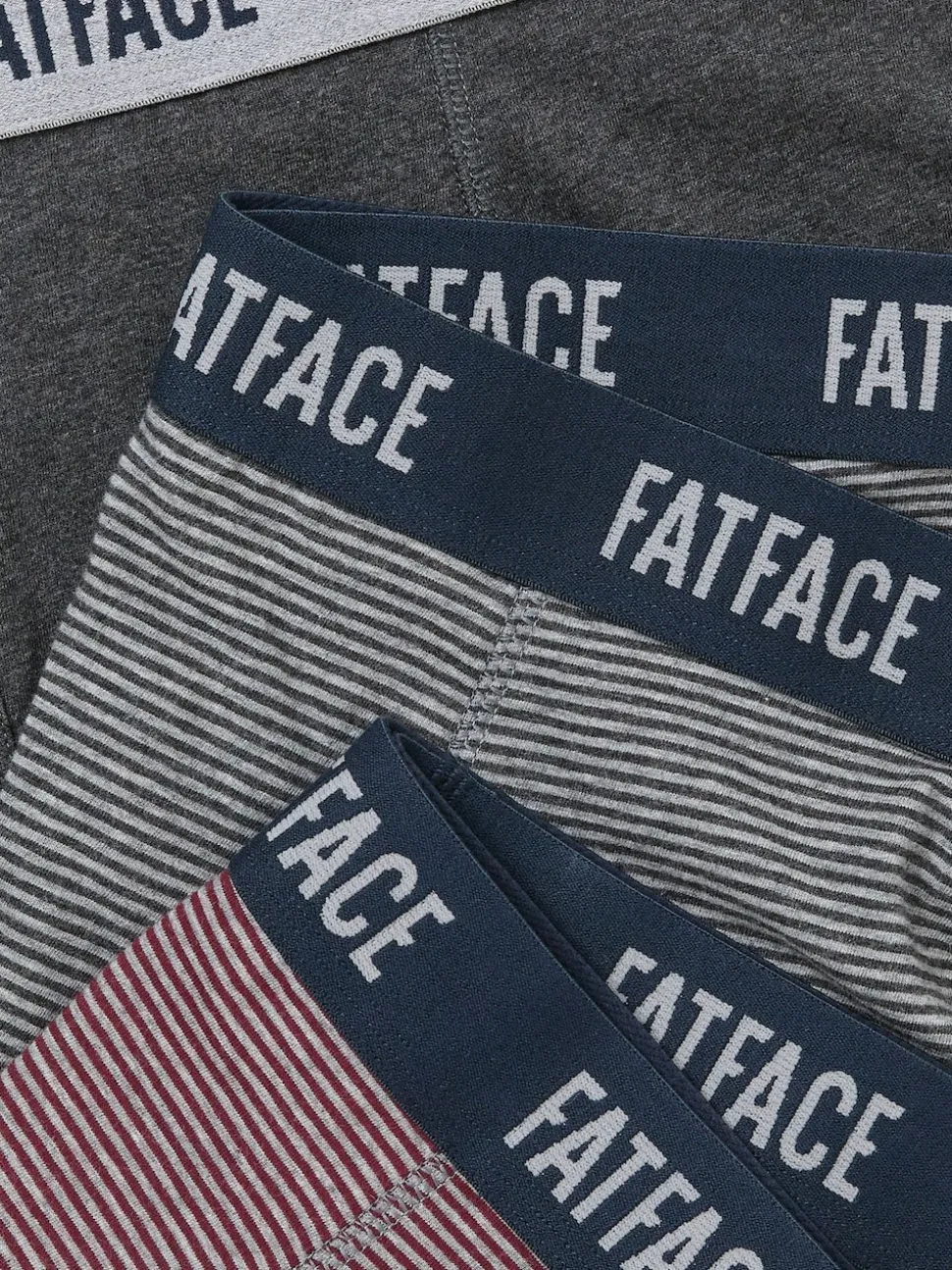 FatFace Grey 3 Pack of Fine Stripe Boxers