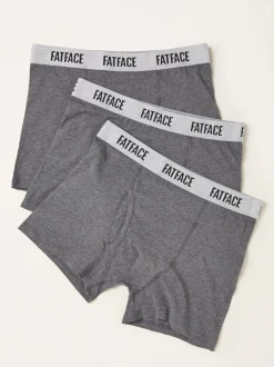 FatFace Grey 3 Pairs of Plain Boxers