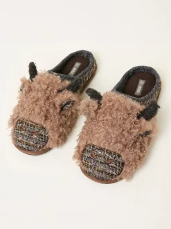 FatFace Hamish Brown Cow Slipper