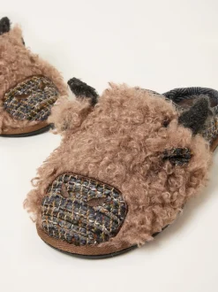 FatFace Hamish Brown Cow Slipper