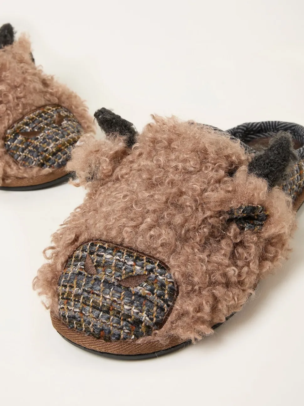 FatFace Hamish Brown Cow Slipper