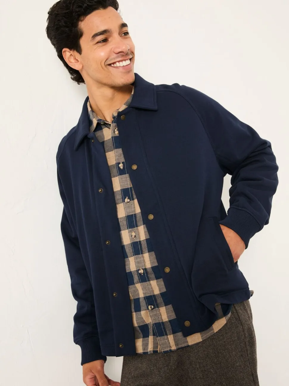 FatFace Harrington Navy Harrington Sweat Jacket