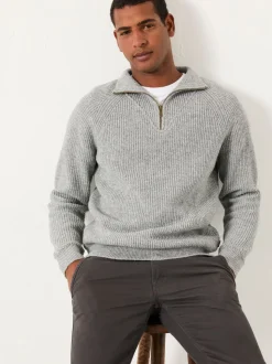 FatFace Harwick Grey Half Zip Neck Knitted Jumper