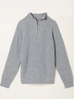 FatFace Harwick Grey Half Zip Neck Knitted Jumper