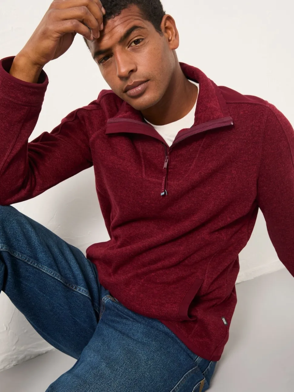 FatFace Haxby Claret Half Zip Sweat