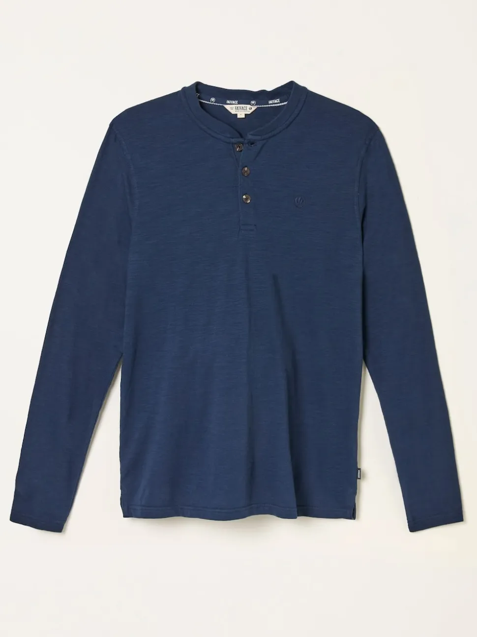 FatFace Henley Navy Long Sleeve Woodside Slub