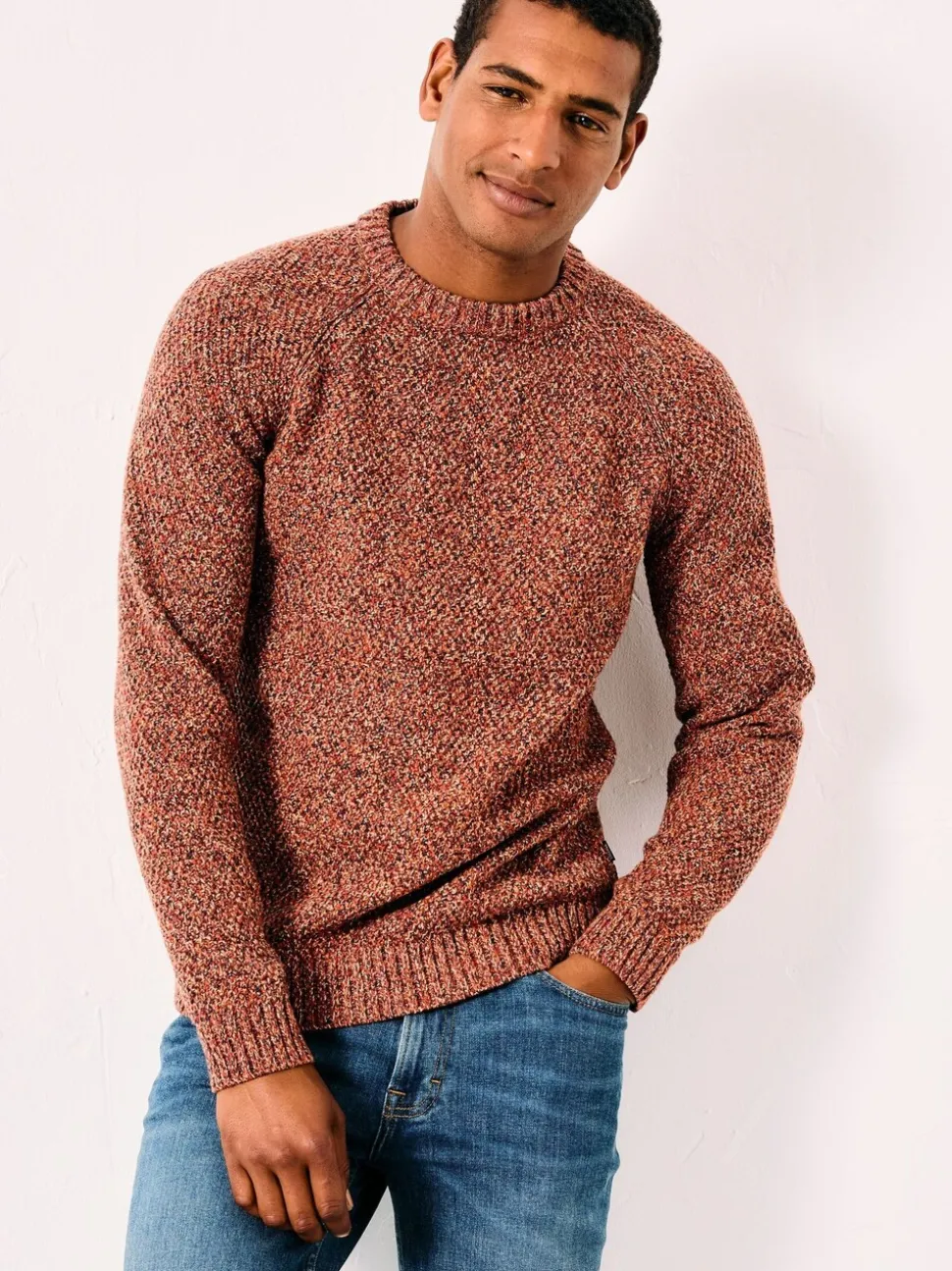 FatFace Hove Red Crew Neck Knitted Jumper