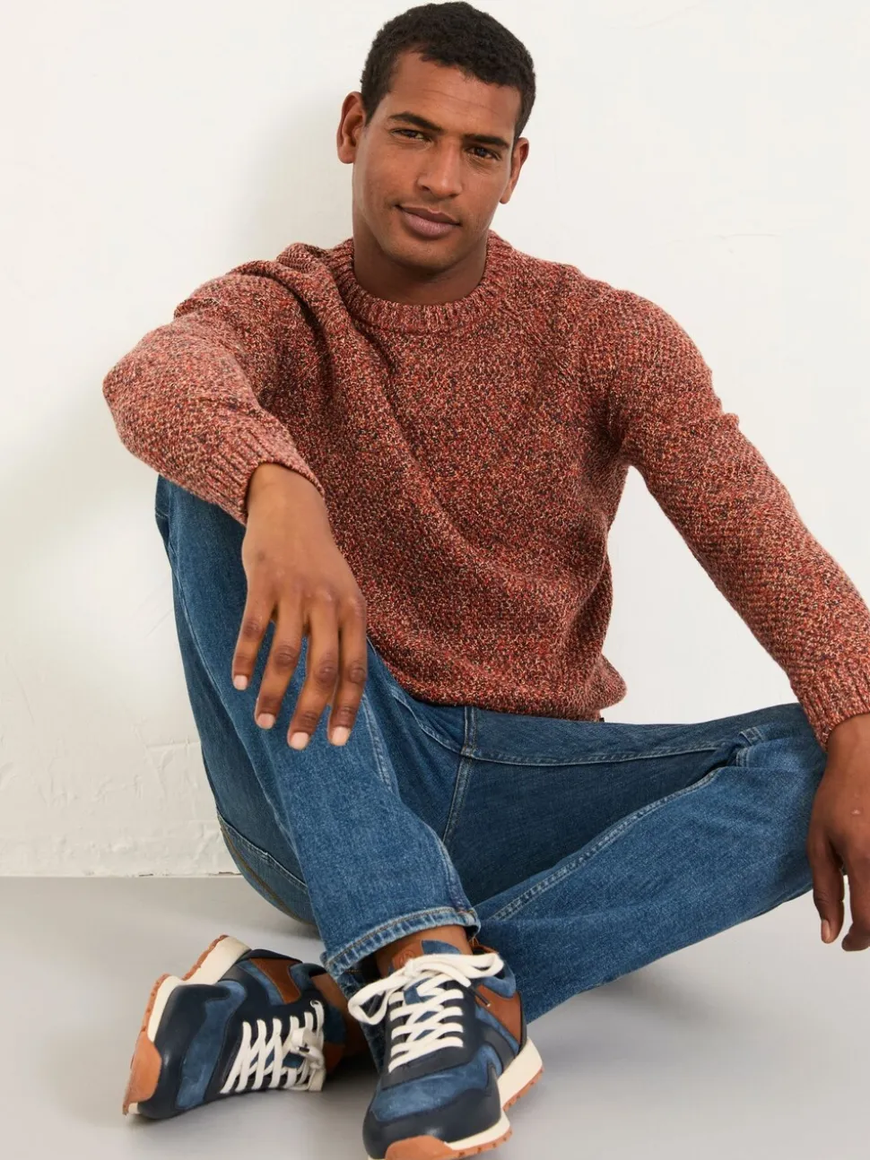 FatFace Hove Red Crew Neck Knitted Jumper