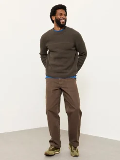 FatFace Kelbrook Chocolate Brown Knitted Crew Neck Jumper