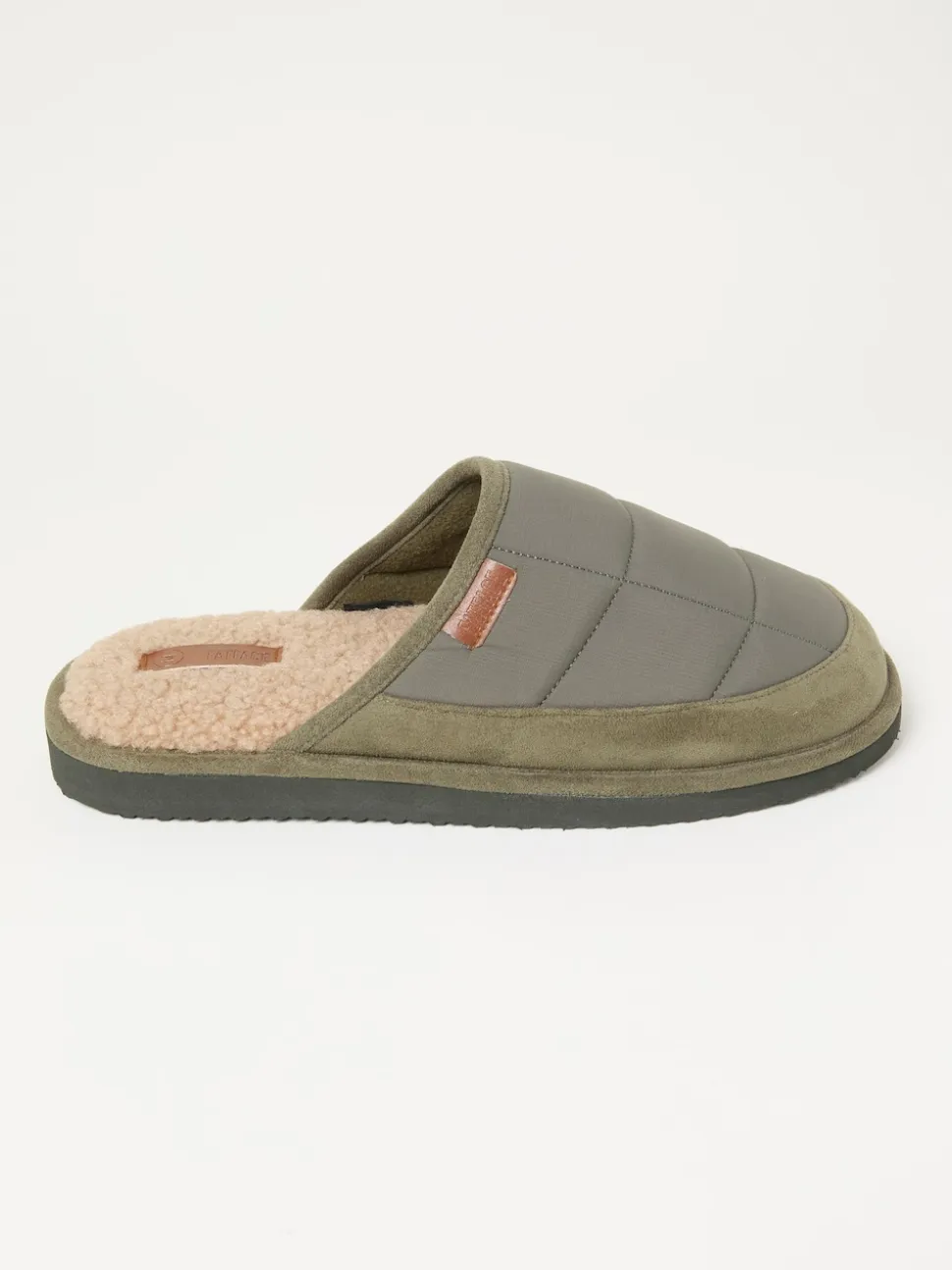 FatFace Khaki Green Quilted Mule Slipper